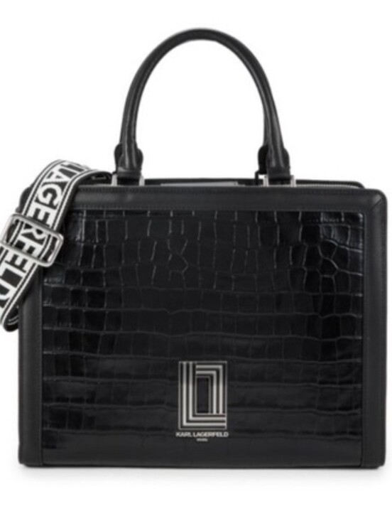 Karl Lagerfeld Handbags - Karl Lagerfeld Paris Simone Alligator-Embossed Large Satchel